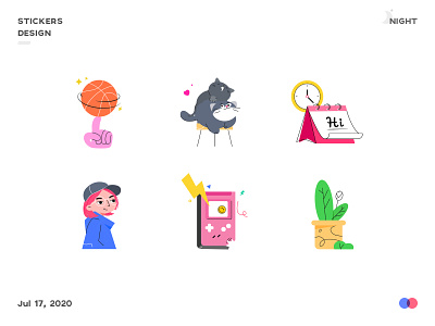 Stickers design basketball emoji illustration plant ui design