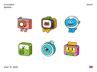 Stickers design 2.5d camera icon emoji isometric tv ui