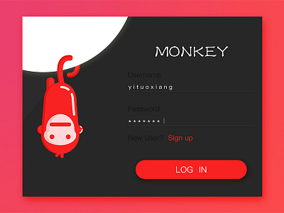 Monkey illustration sign in up user interface