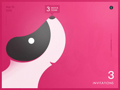 3 invitations dribbble invitation，dog，pink