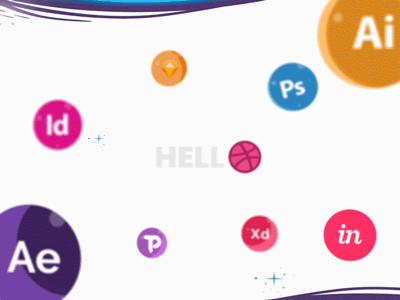 Hello Dribble ios app blue icon brand clean mobile minimal flat logo branding web lettering website illustration vector design animation ui typography