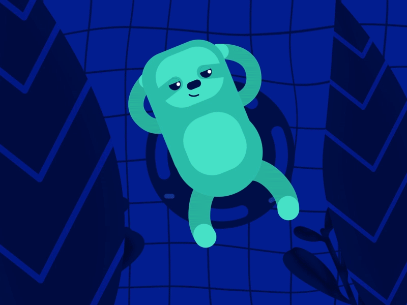Pool-Sloth sleepy water 2danimation animation2d pool lazy sloth motiongraphics animation motiondesign illustration