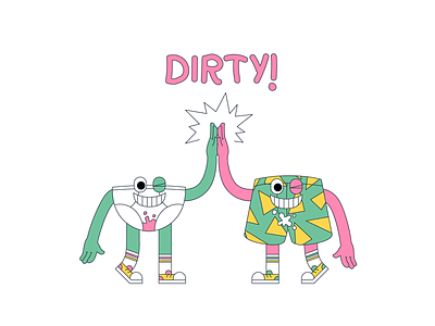 dirty! 2d character design digital flat illustration minimal ui vector web