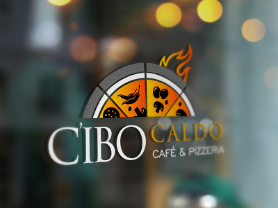 CIBO CALDO Cafe & Pizzera branding cafe logo logo design