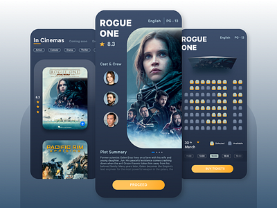 Movie Booking App Design | Dark UI app booking branding dailyui dark ui dribbble flat flat design minimal mobileui movie ticket ui uidesign uiinspiration uiinterceptor