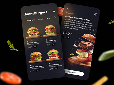 Food Delivery App app branding dark design food minimal ui uidesign