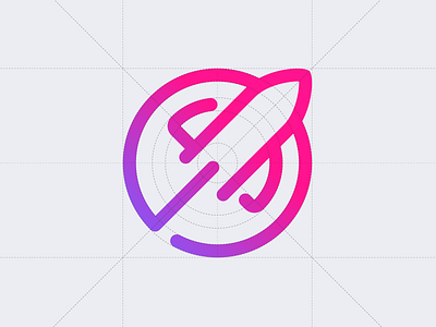 Rocket logo branding gradient guides logo rocket