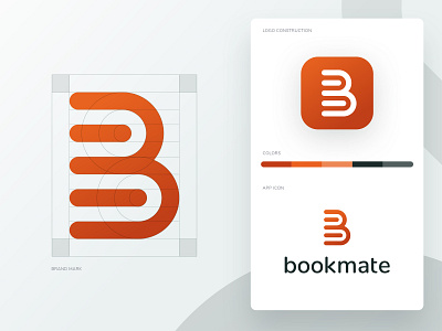 Bookmate - Brand design app icon branding gradient guides icon