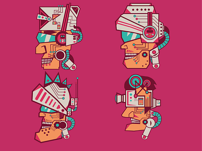 "Acidic robots" prints set acid adobe characters graphic design illustration printdesign printsset robots vector
