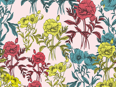 Colorful Poppies colorful design floral floral illustration floral pattern flower illustration pattern photoshop poppies print repeat seamless textile textile design