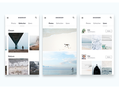 Photo Communities App app clean image minimal mobile photo photograph screen ui ux