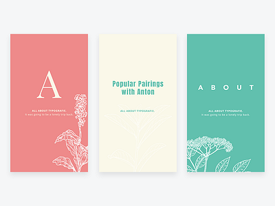 Typography Cards app cards clean color interface minimal typography ui ux web