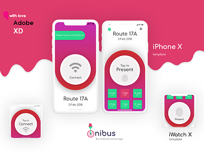 OniBus - Bus Attendance Manager adobe xd app attendance bus iphonex manager ui