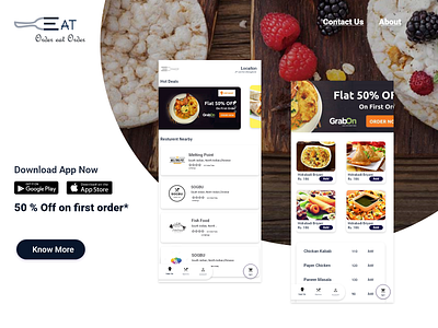 Eat -Order Eat Order adobexd app eat food landing ordering restaurant ui website