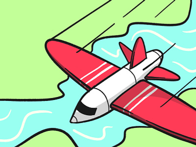 Gliding air dribbble fast flat fly holiday icon illustration jet land plane sea shot sketch sky stroke travel vector zoom