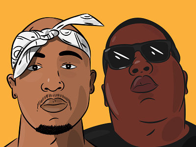2 of the GOATS 90s artist biggie smalls colour dribbble flat hip hip hop hop icon illustration legends lyrics music rap rapper shot stroke tupac vector