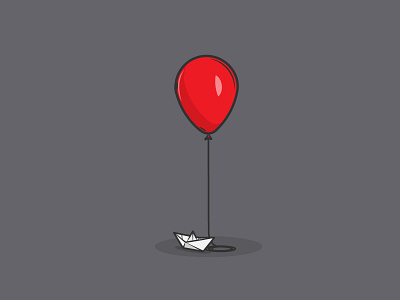 It balloon clown flat horror illustration it red small stroke vector