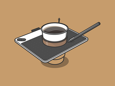 Wacom tablet coffee design illustration image man pen people stroke vector wacom
