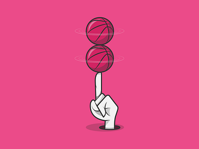 2 Dribbble invites basketball dribbble dribbbleinvite hand illustration invite pink shot spin stroke