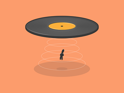 Music make you loose control! dance illustration music shot space spin stroke ufo vector vinyls