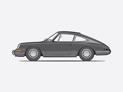 Porsche 9/11 black car dribbble flat icons illustration illustrator porsche print shot travel vector