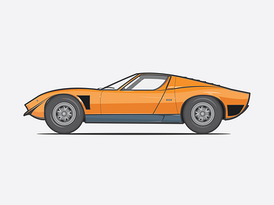 Lamborghini Miura car dribbble flat icons illustration illustrator lamborghini orange print shot travel vector