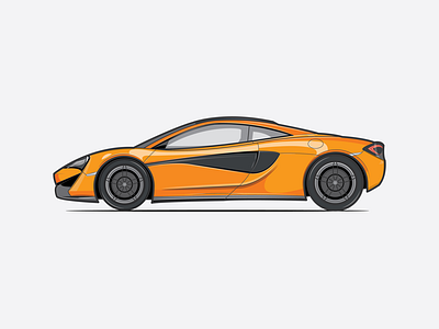 Mclaren 570 GT car dribbble flat icons illustration illustrator mclaren orange print shot travel vector