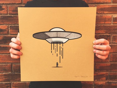 What’s up there screen print 2 human illustration man print screen shot show space ufo