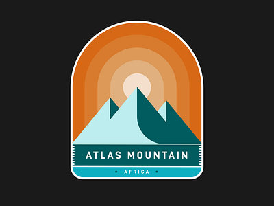 Atlas mountains africa atlas badge colour explore flat illustration mountain shot travel vector