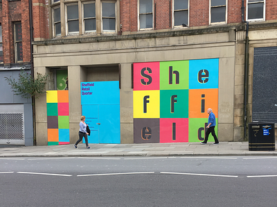Sheffield retail quarter colour hoarding mural print project quarter retail sheffield shot vector