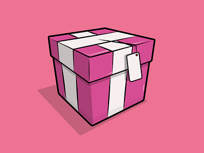 Pink to make em wink birthday box colour dribbble illustration parcel pink present ribbon shot stroke vector