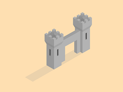Isometric castle castle colour dribbble flat gate icon illustration isometric shot tower vector wall