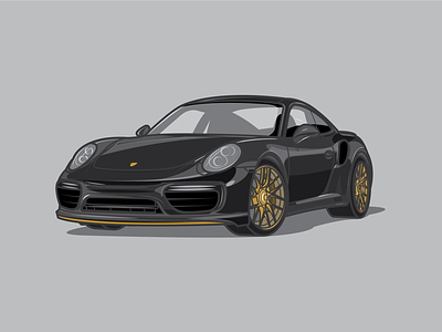 Porsche 911 car dribbble flat grey icon illustration porsche shot sport super vector