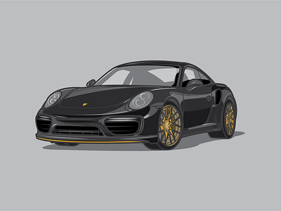 Porsche 911 car dribbble flat grey icon illustration porsche shot sport super vector