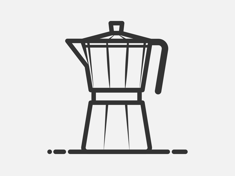Moka pot metal water bean drink pot coffee vector stroke flat icon shot dribbble