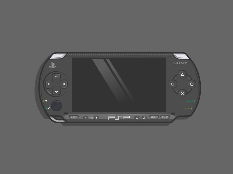 PSP console dribbble flat game icon illustration play playstation shot sony stroke vector