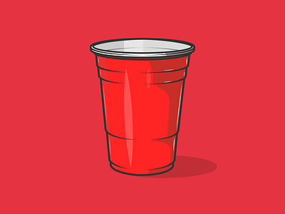 Red cup life america college cup dribbble drink flat icon party red shot university vector