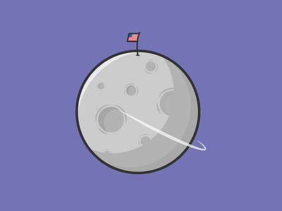 The moon comet dribbble flat gravity icon illustration moon planet science space star vector