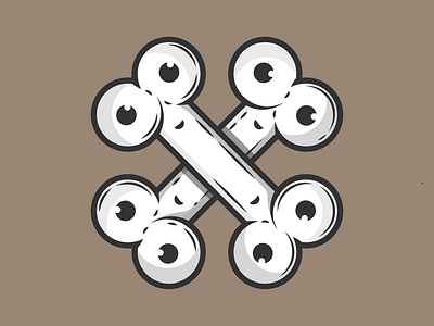 Bone eyed cross dribbble dribbblers eyes flat icon illustration none skull smile vector x