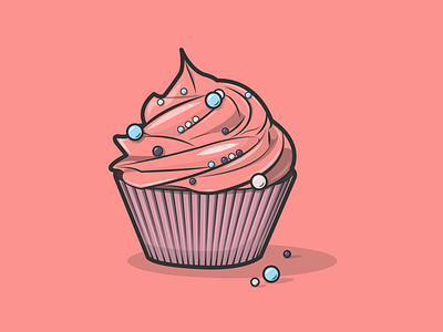 Pink cake bake cake cook dribbble flat food icing icon junk pink shot vector