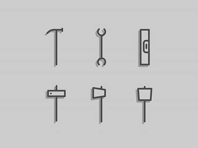 Building icons build construction dribbble flat hammer icon labour mallet shot spanner stroke vector