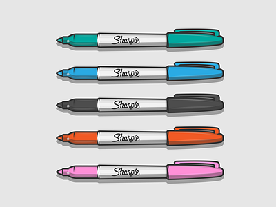 Sharpies colour dribbble felt flat icon illustration ink paper pen sharpie shot vector