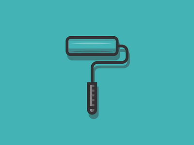 Roller brush colour decorate diy dribbble drip flat green icon paint roll shot