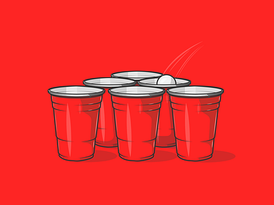 Beer Pong alcohol beer college cup dribbble flat game icon pong red shot university