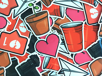 Mini sticker pack bloomer camera dribbble giveaway heart icon like plane plant pot shot sticker