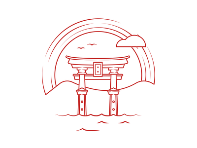 Japan asia dribbble flat histroy icon japan japanese landmark red scene shot stroke travel