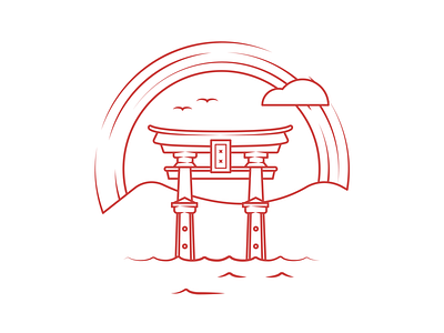 Japan asia dribbble flat histroy icon japan japanese landmark red scene shot stroke travel