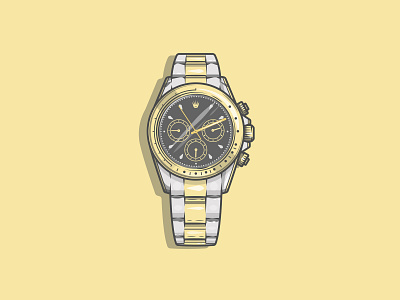 Watch the time fly clock colour dribbble flat icon illustration metal rolex shine shot spin stroke time vector watch