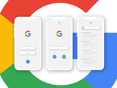 Google Iphone Mock Up app colour dribbble flat google icon illustration log in mobile phone search search engine shot stroke ui user ux vector website