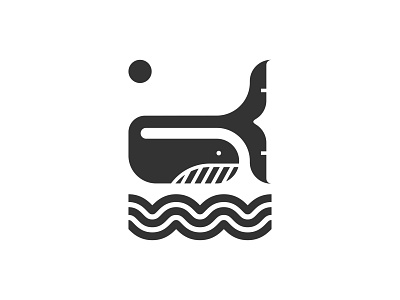 Whale animal colour creature dribbble flat icon illustration ocean scene sea shot stroke sun swim vector water wave whale